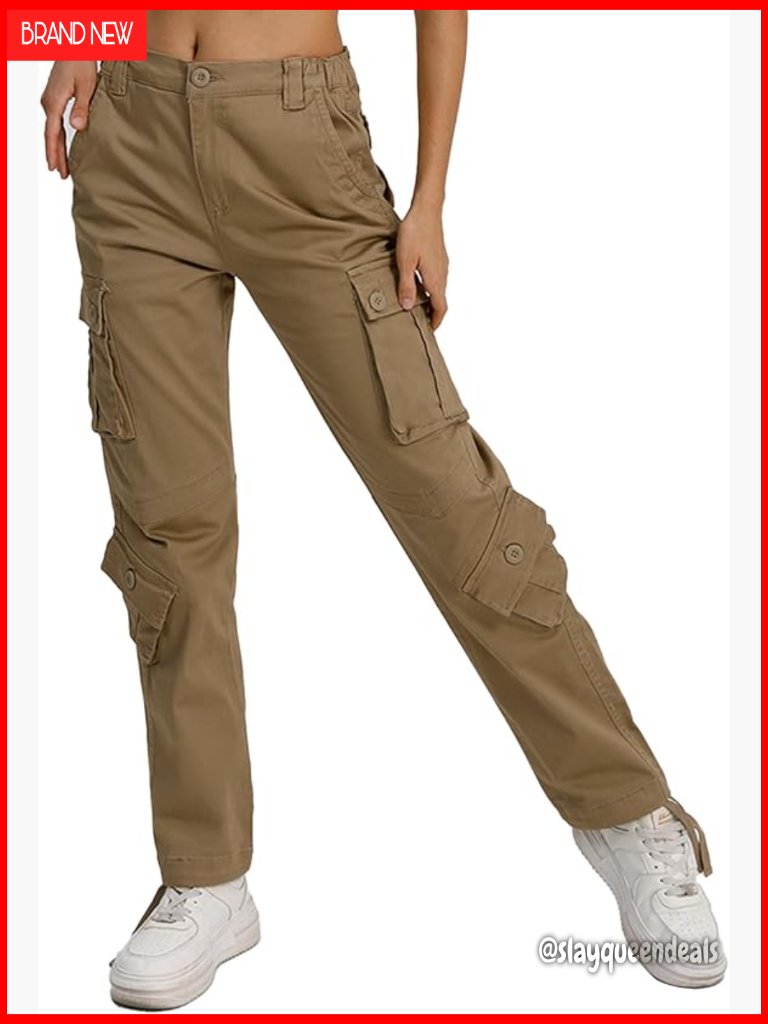 Womens Hiking Cargo Pants With 8 Utility Pockets Loose Fit